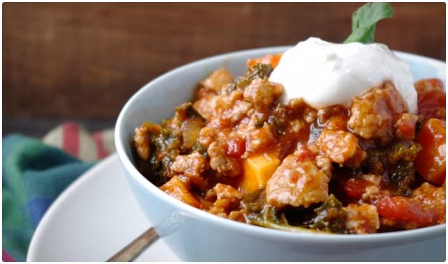 sweet potato and kale turkeychili