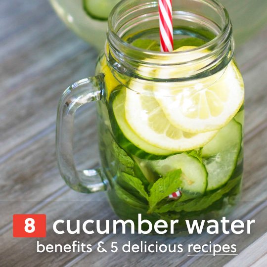You would be surprised at the many health benefits of drinking cucumber water. It can lower your blood pressure, curb your appetite and reduce the risk for cancer. Learn more here and get 5 delicious cucumber water recipes.