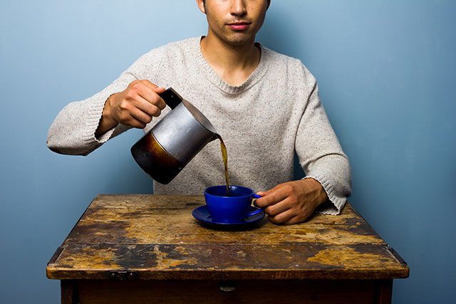 Pouring coffee