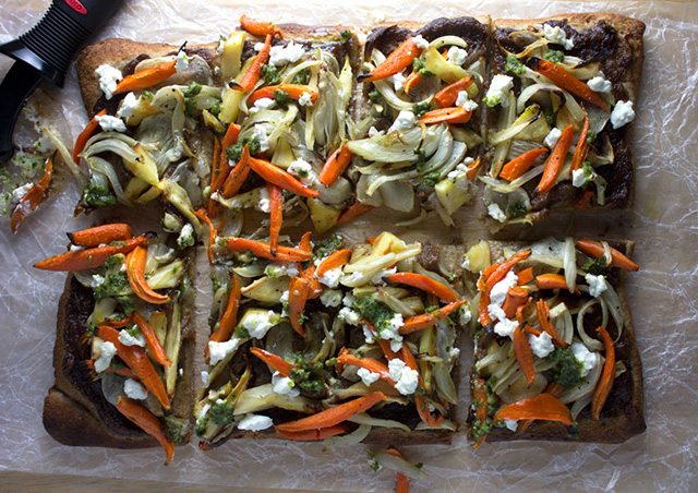 Quick healthy winter veggie pizza