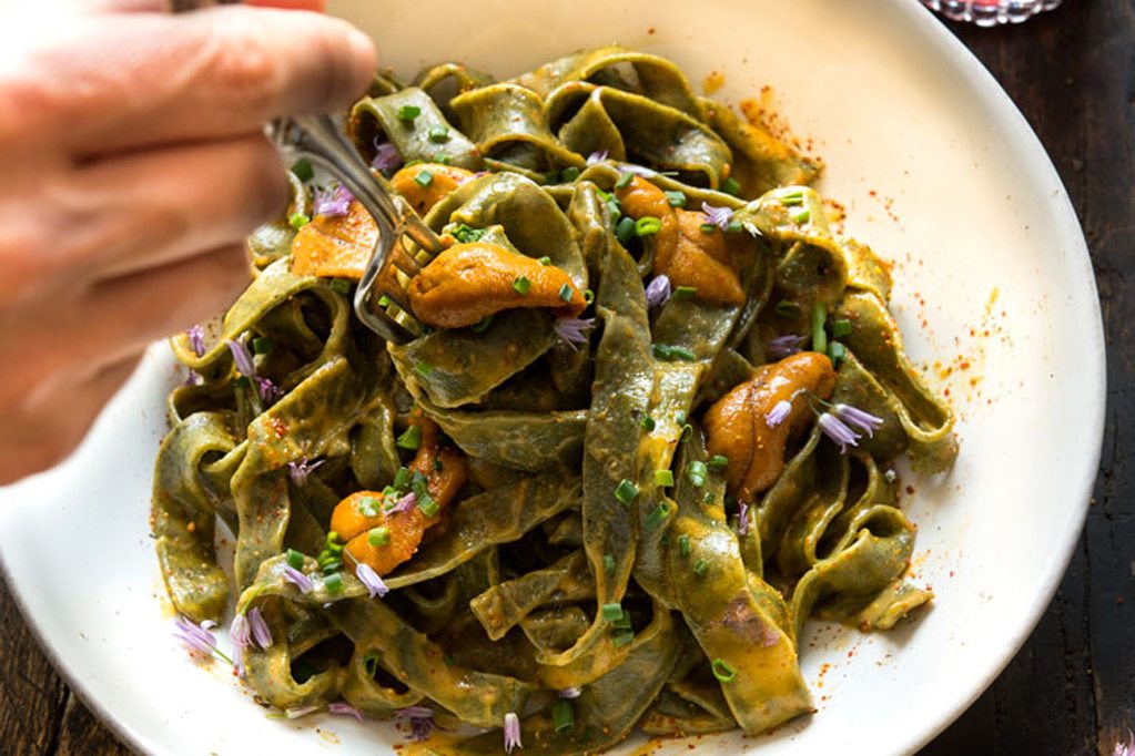 Seaweed Pasta With Uni