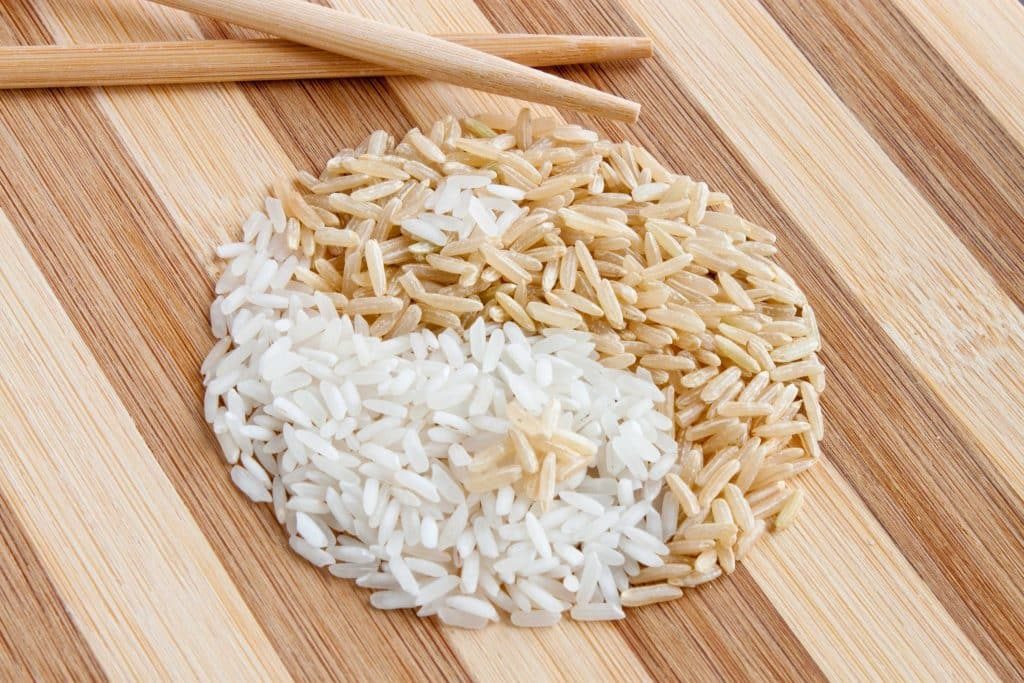 White rice and brown rice