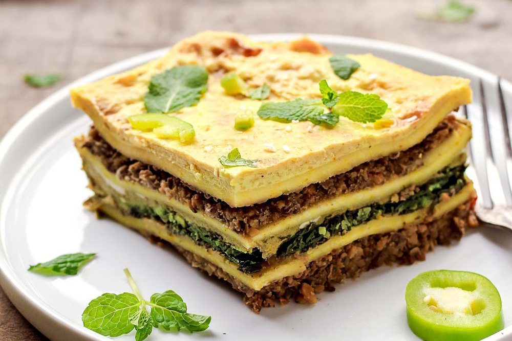 Spinach and mint lasagna