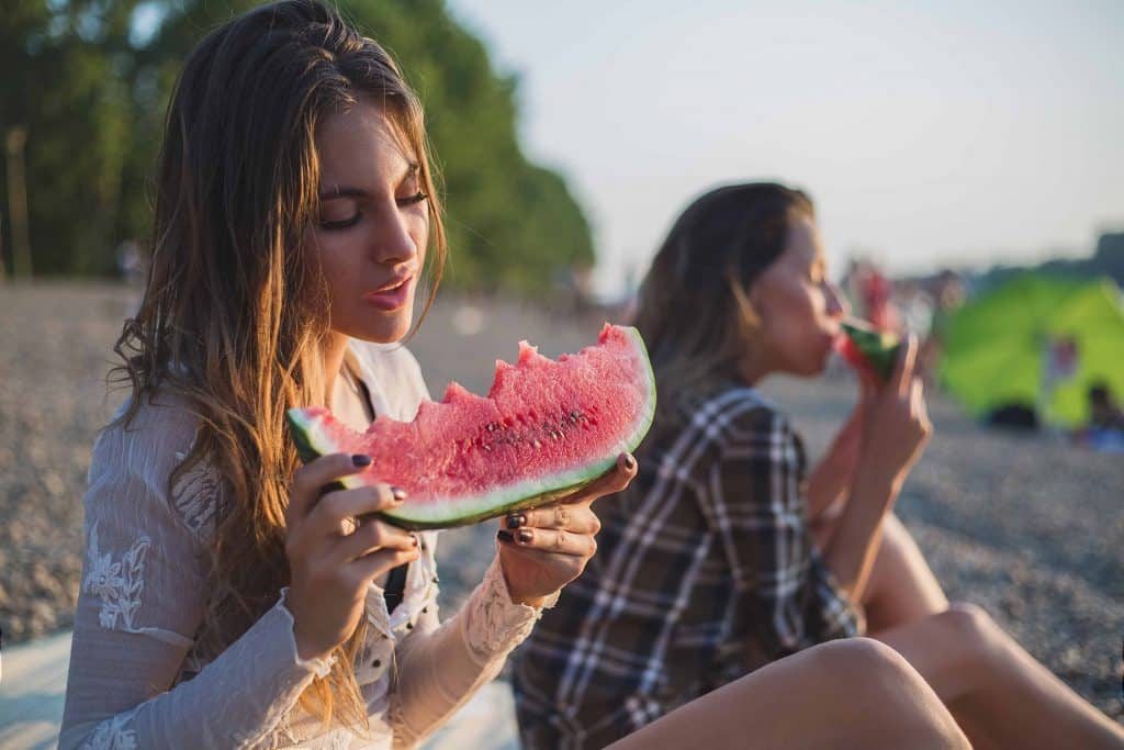 eating watermelon