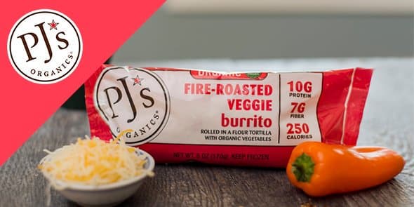 PJs Organic Fire-Roasted Veggie Burrito Health Frozen Foods