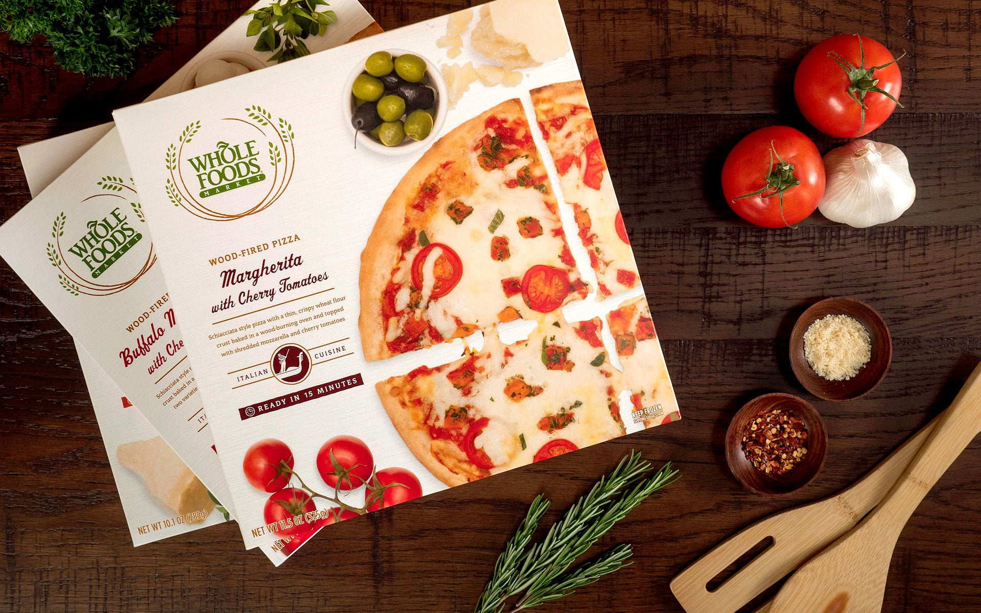 Whole Foods Market Wood-Fired Pizza Margherita and Cherry Tomatoes Health Frozen Foods